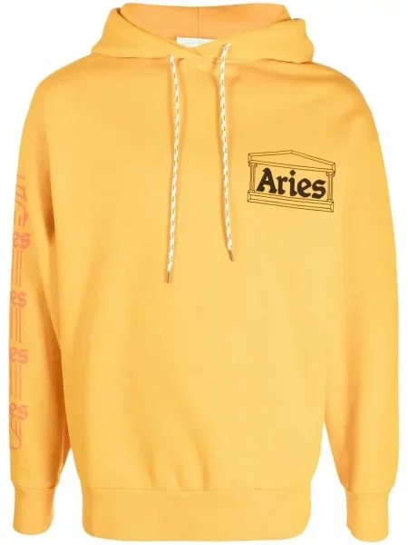 Pulover Aries cu broderie galben