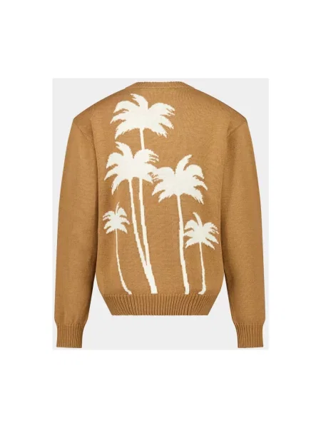 Sweter Palm Angels z dekoltem w serek brązowy