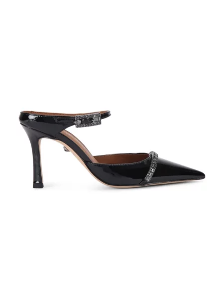 Usnjeni natikači Kurt Geiger London Strass Point Mule črna