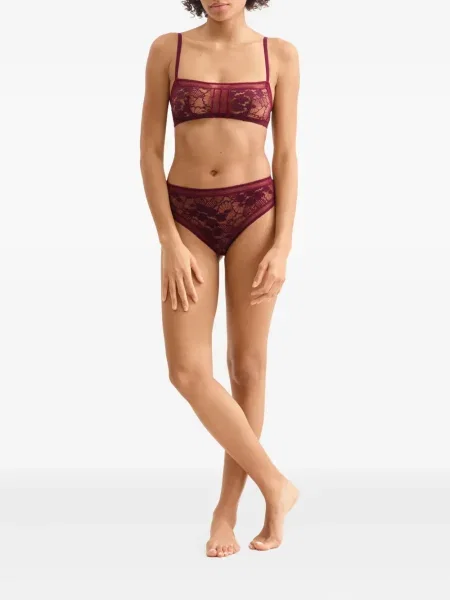 Chiloți tanga Eres cu model floral din dantelă violet