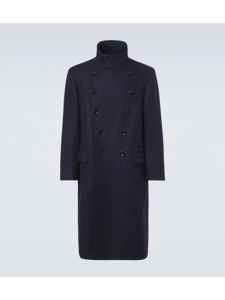 Palton Tom Ford de lână cu două rânduri de nasturi albastru