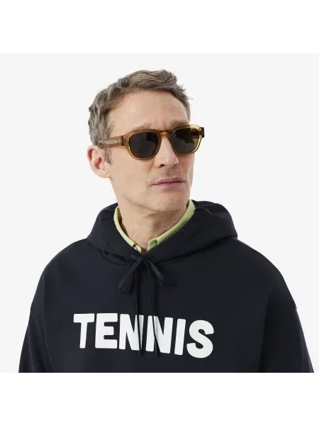 Lacoste Bluza Z Kapturem Z Nadrukiem Tenisowym czarny
