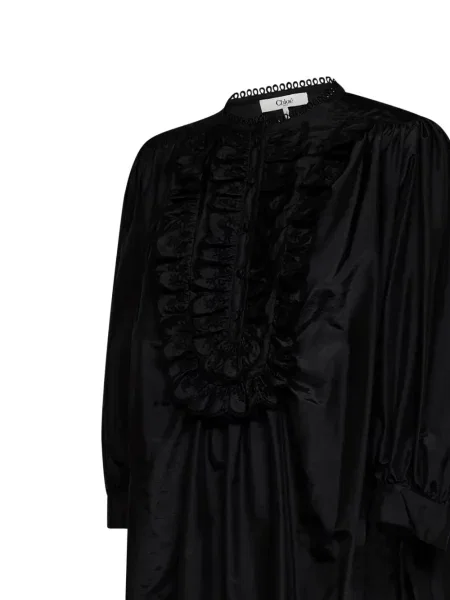 Tafta lung rochie mini Chloé negru