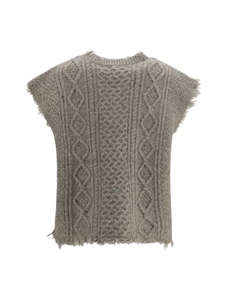 Sweter R13 wełniany bez rękawów szary