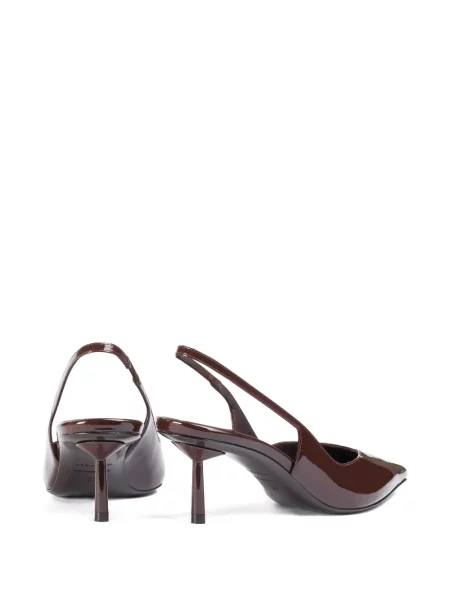 Pantofi cu toc Le Silla din piele de lac slingback maro