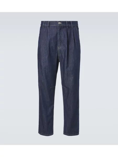 Plisované zúžené zúžené džíny Brunello Cucinelli modré