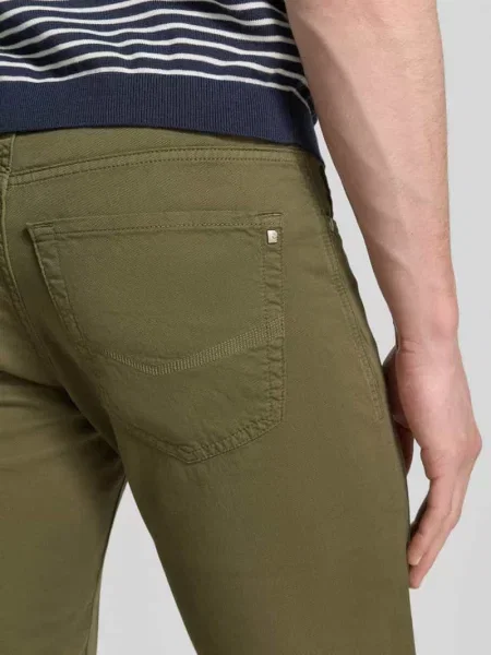 Spodnie w kroju tapered fit z w szwach model Lyon' Pierre Cardin oliwkowe