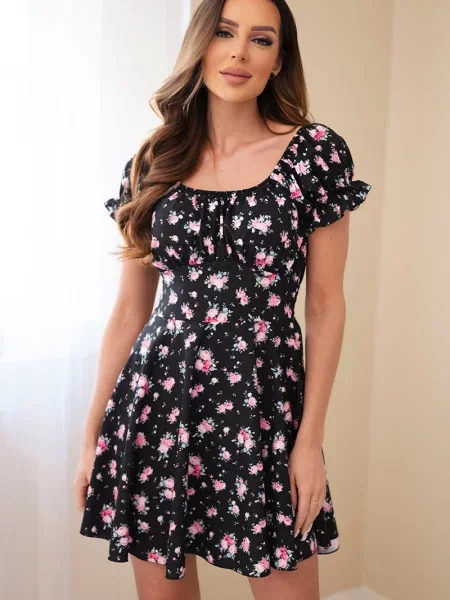 Rochie Kesi Włoski cu mâneci balon negru