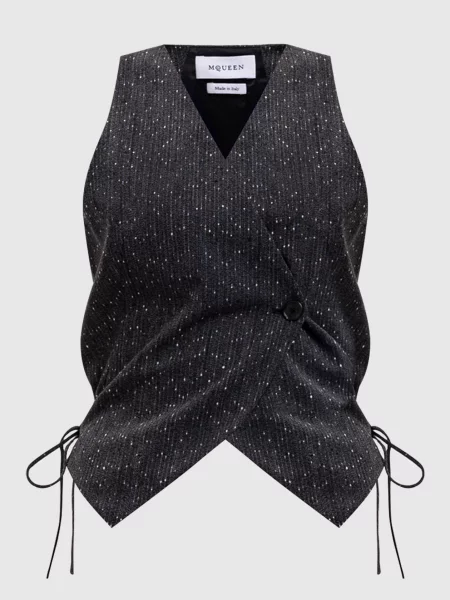 Шерстяной жилет Alexander Mcqueen серый