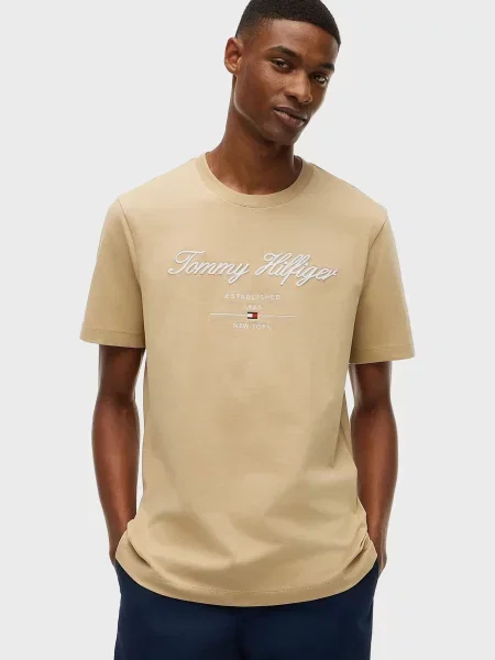 Футболка Tommy Hilfiger з лого бежева