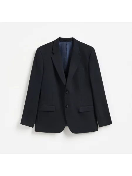 Reserved Sako slim fit s viskózou tmavomodrá
