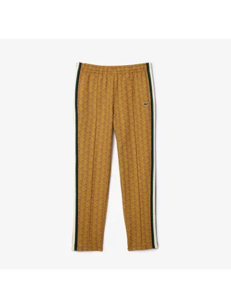 Lacoste Spodnie Dresowe Paris Monogram Jacquard brązowe