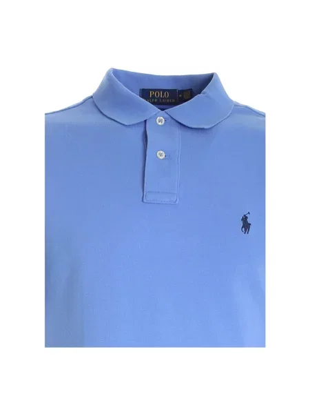 Koszulka polo o kroju slim fit z czystej bawełny Ralph Lauren niebieska
