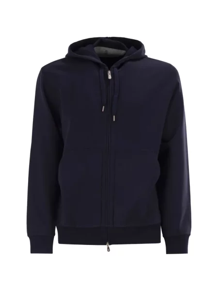 Суичър с качулка Brunello Cucinelli синьо
