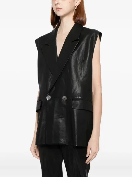 Vestă Cynthia Rowley din piele negru