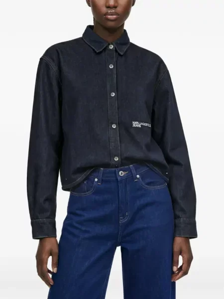 Traper košulja Karl Lagerfeld Jeans s autogramom plava