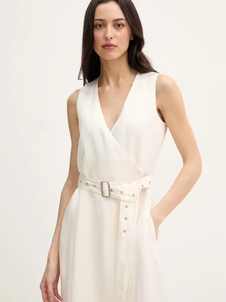 Tommy Hilfiger рокля с лен бежово