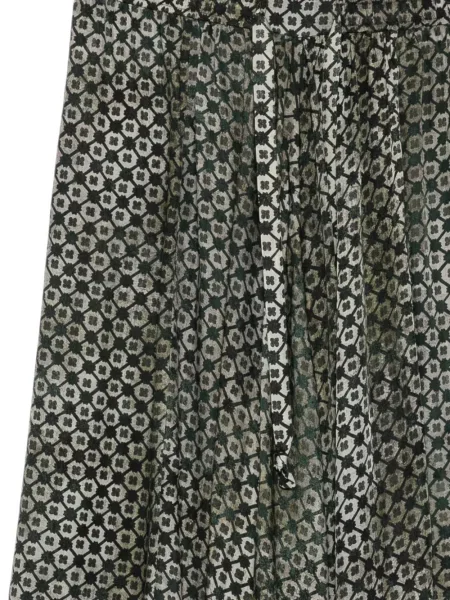 Fustă Ziggy Chen cu imagine cu imprimeu geometric cu cordon verde