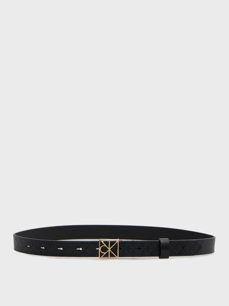 Кожаный ремень Calvin Klein с принтом с пряжкой черный