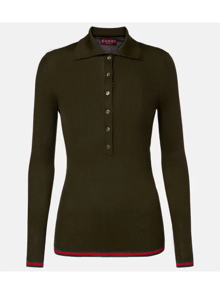 Pulover Gucci de mătase cu dungi verde