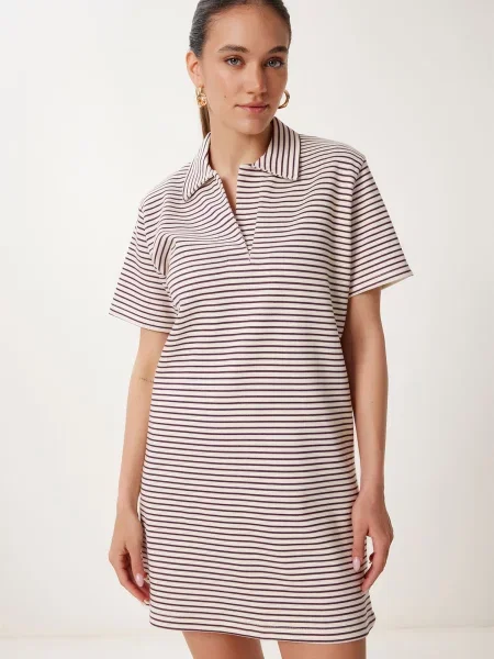 Happiness İstanbul Rochie crem / mov prună
