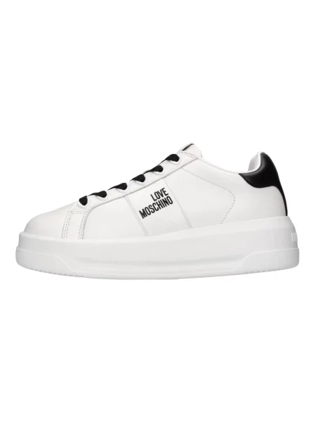 Sneakersy Love Moschino skórzane z logo białe