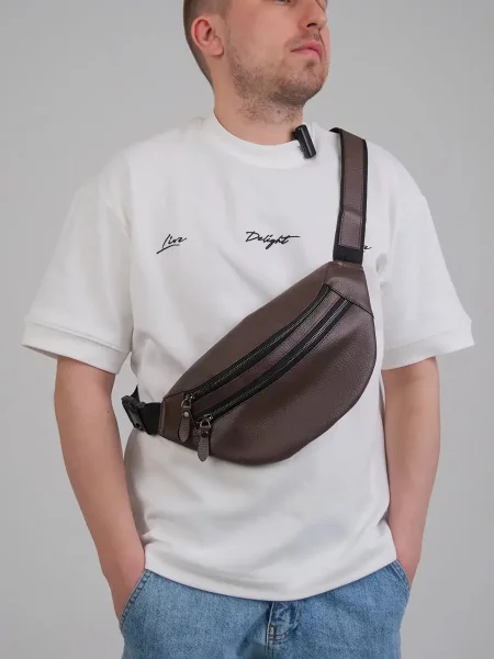 Кожаная поясная сумка Tobeyou коричневая