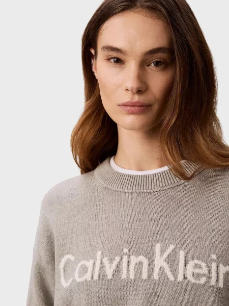 Светр Calvin Klein Jeans з лого сірий