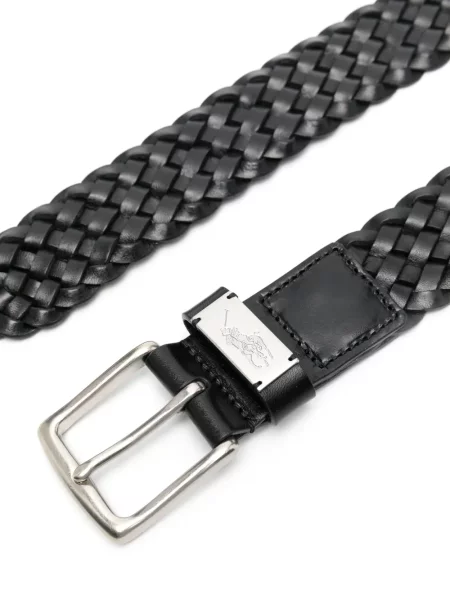 Lininis raštuotas diržas Polo Ralph Lauren su sagtimis juoda