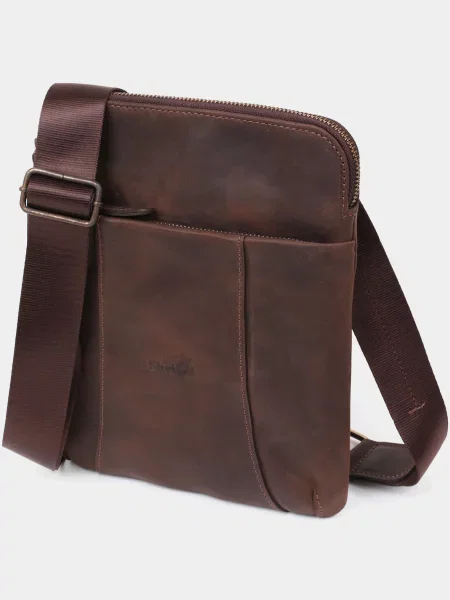 Кожаная сумка через плечо Shvigel коричневая