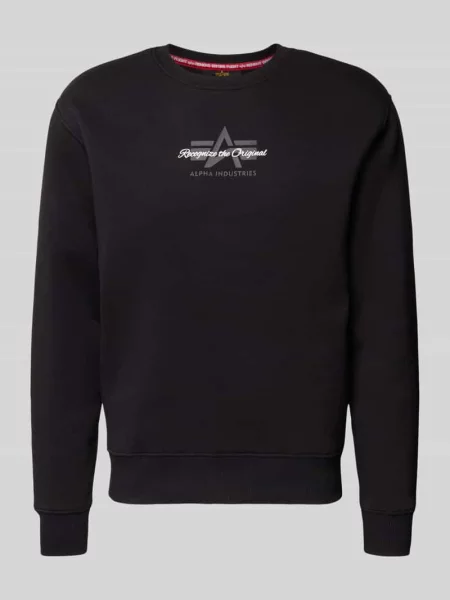 Bluza z logo i okrągłym dekoltem Alpha Industries czarna