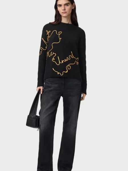 Шерстяной свитер Allsaints черный