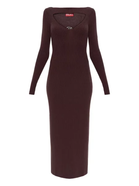 Sukienka midi Diesel do kolan garniturowa czerwona