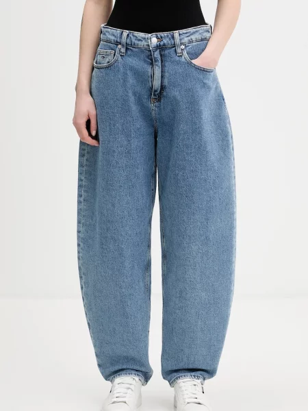 Tommy Jeans blugi high waist albastru