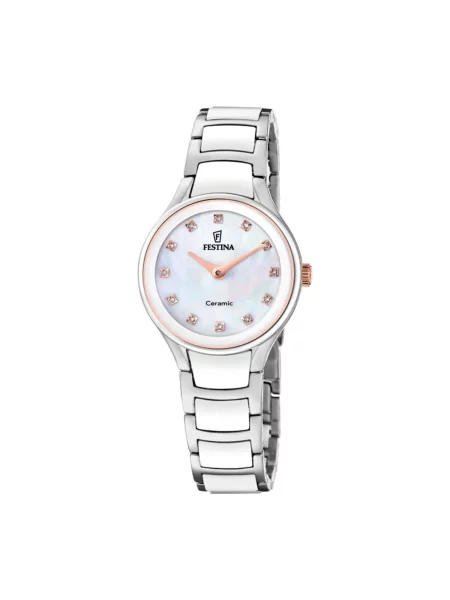 FESTINA Analogové hodinky Watch Ceramic stříbrná