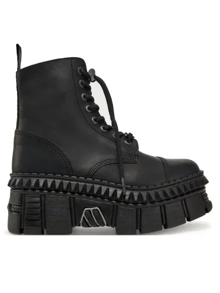 Шкіряні черевики New Rock CRUST NEGRO + TOWER CASCO NEGRO на платформі чорний