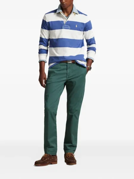 Dlouhá pruhovaná s límcem kšiltovka Polo Ralph Lauren modrá