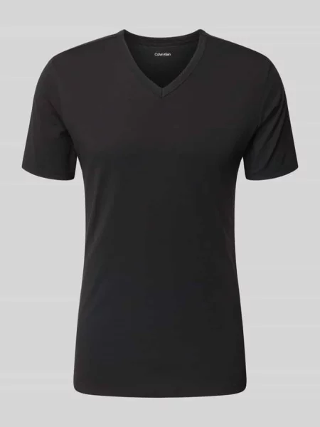 Calvin Klein Koszulka W Serek 3 Szt. Cotton Stretch Blend schwarz czarna