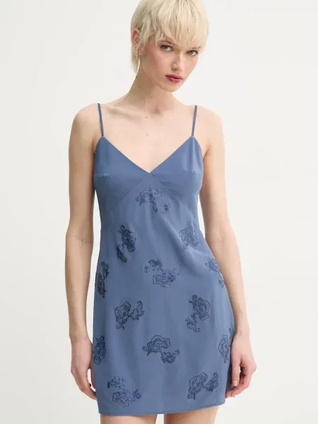 ZADIG&VOLTAIRE sukienka jedwabna mini rozkloszowana niebieski