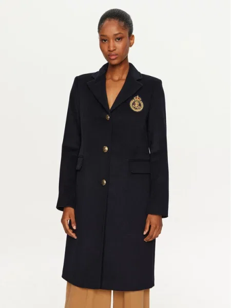 Płaszcz o kroju regular fit z mieszanki wełny i kaszmiru Lauren Ralph Lauren granatowy