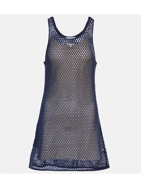 Мрежеста рибарска мрежа рокля Prada синьо