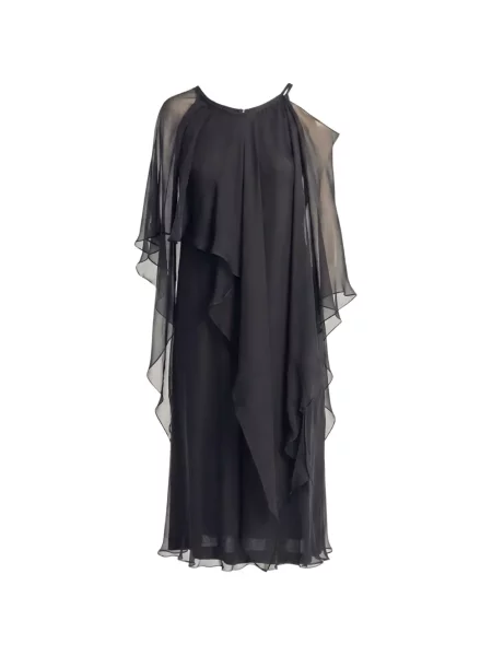 Rochie midi Irina Schrotter de mătase cu volane negru