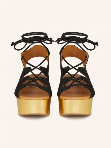 See By Chloé Sandály Na Platformě Liana black cork/ gold černé