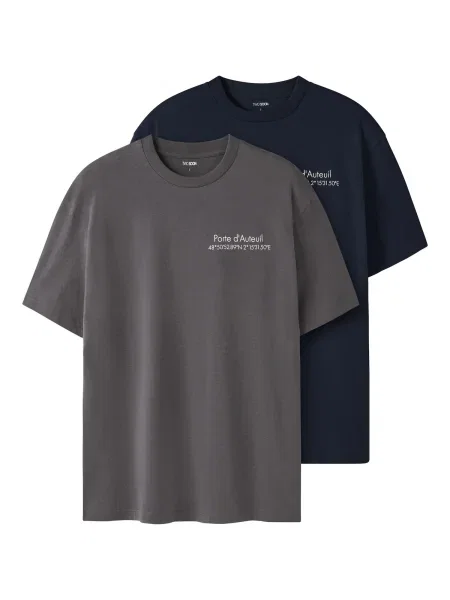 TWO SOON Tricou gri închis negru