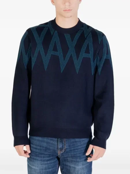 Pulover Armani Exchange cu autograf negru