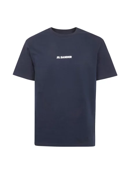 Koszulka Jil Sander z krótkim rękawem z logo niebieska