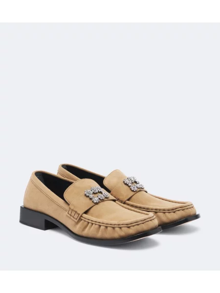 Pantofi loafer Roger Vivier din piele de căprioară bej