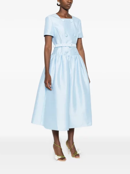 Rochie midi Self-portrait cu două rânduri de nasturi albastru
