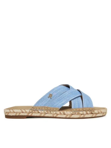 Чехли Tommy Hilfiger CHAMBRAY ESPADRILLE MULE синьо