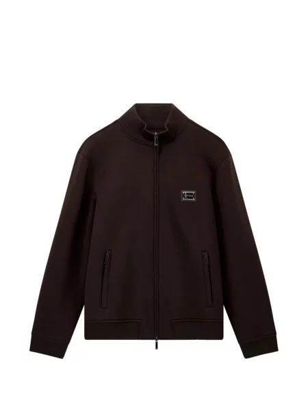 Hanorac cu fermoar Emporio Armani cu autograf maro